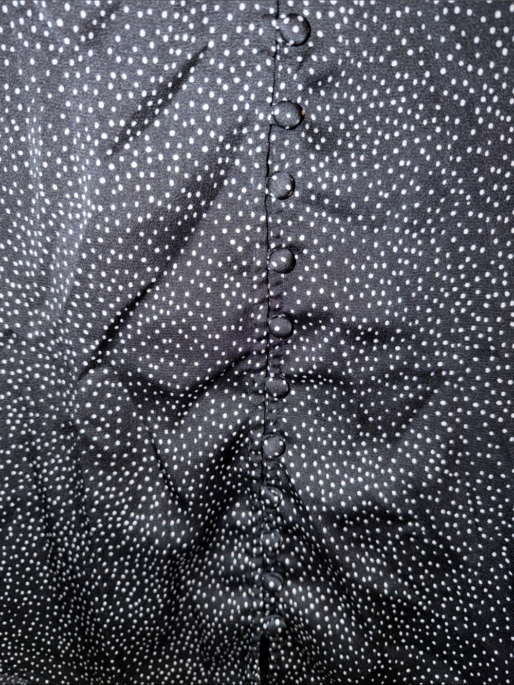 Express Black Polka Dot Ruffle-Neck Blouse - Picture 6 of 9